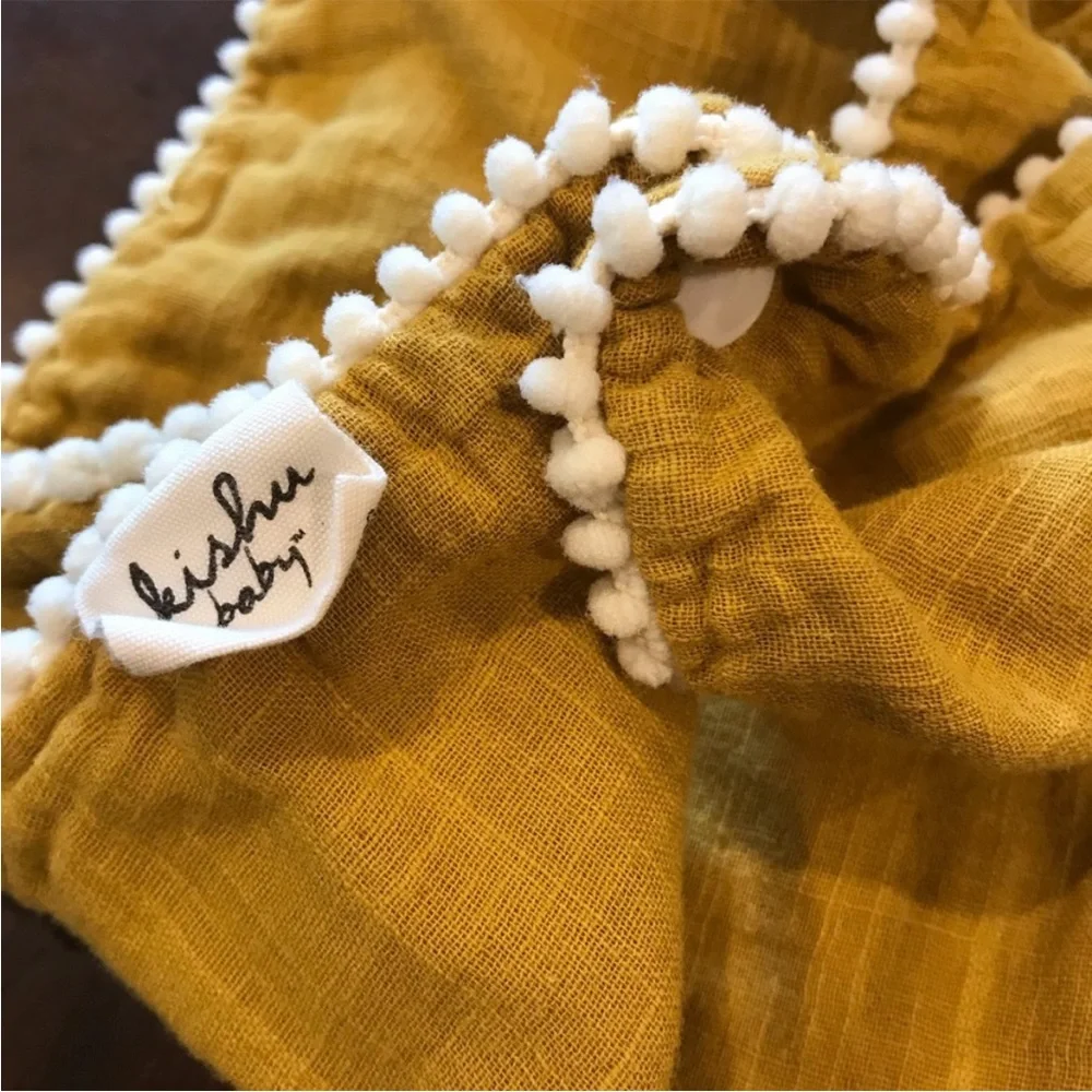 Plum and Mustard 🍁🍂 PomPom Bib & Bow Set